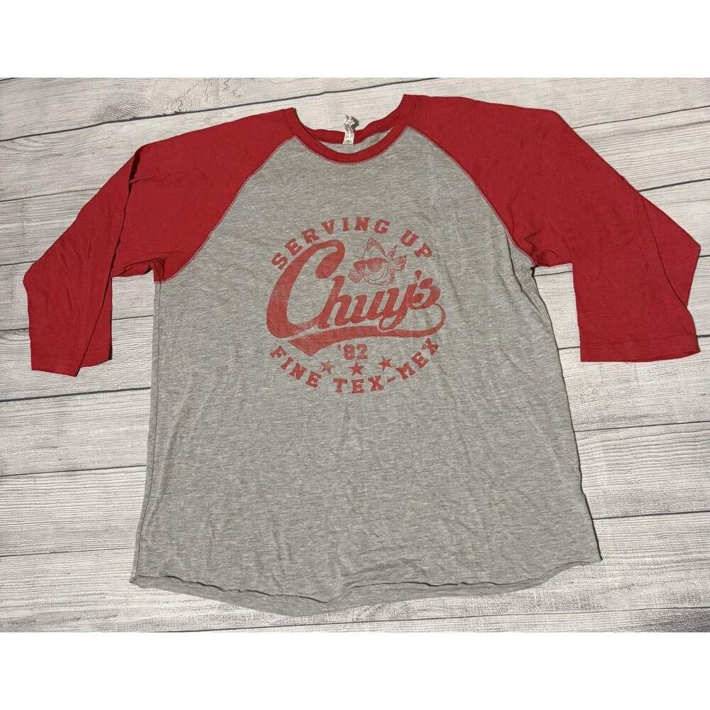 Chuy’s Tex Mex Long Sleeve T Shirt Size XL Red Gray Live And Tell Tag